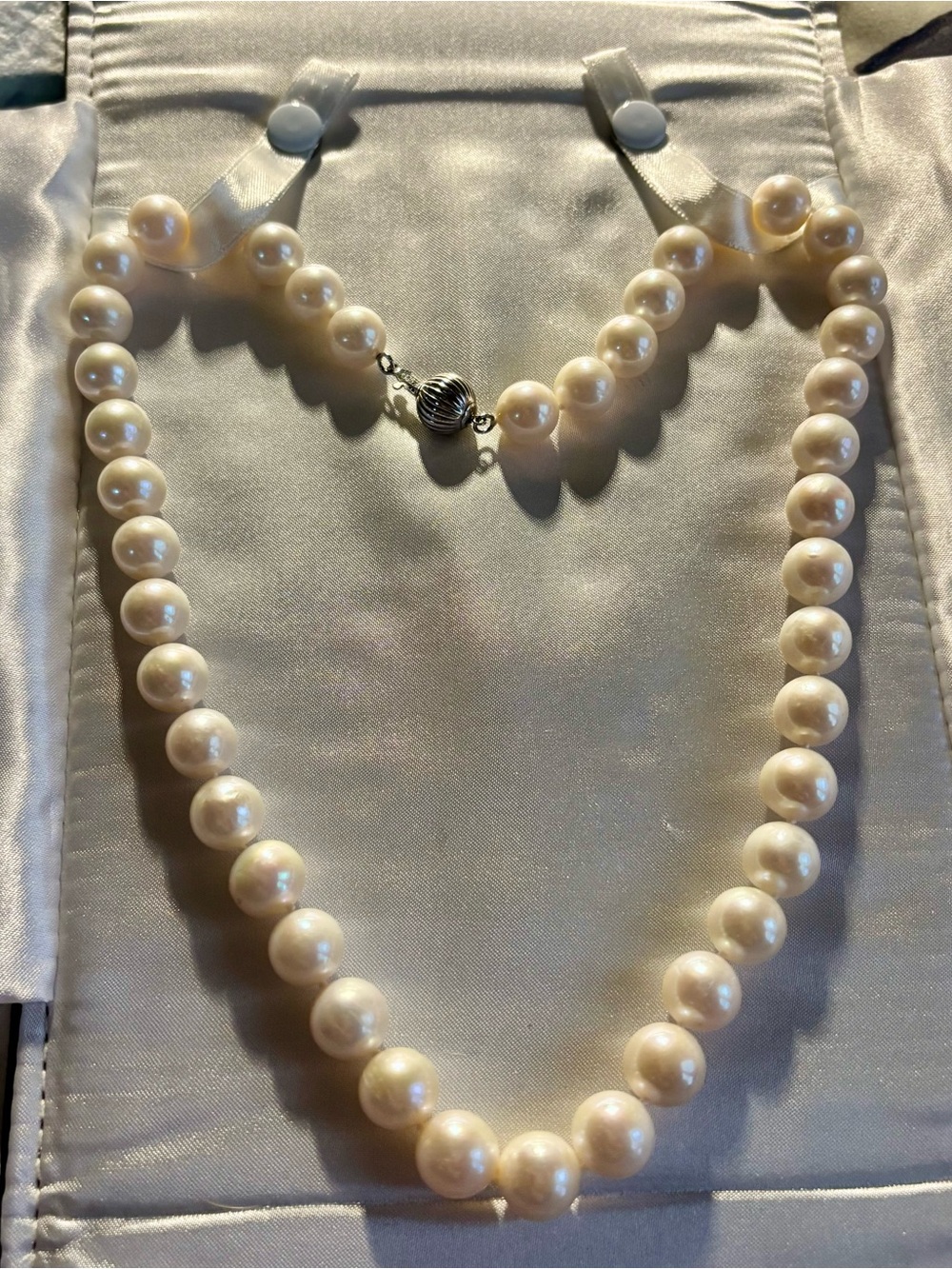 Imperial white freshwater pearls by Josh Bazar 18” 9-10mm